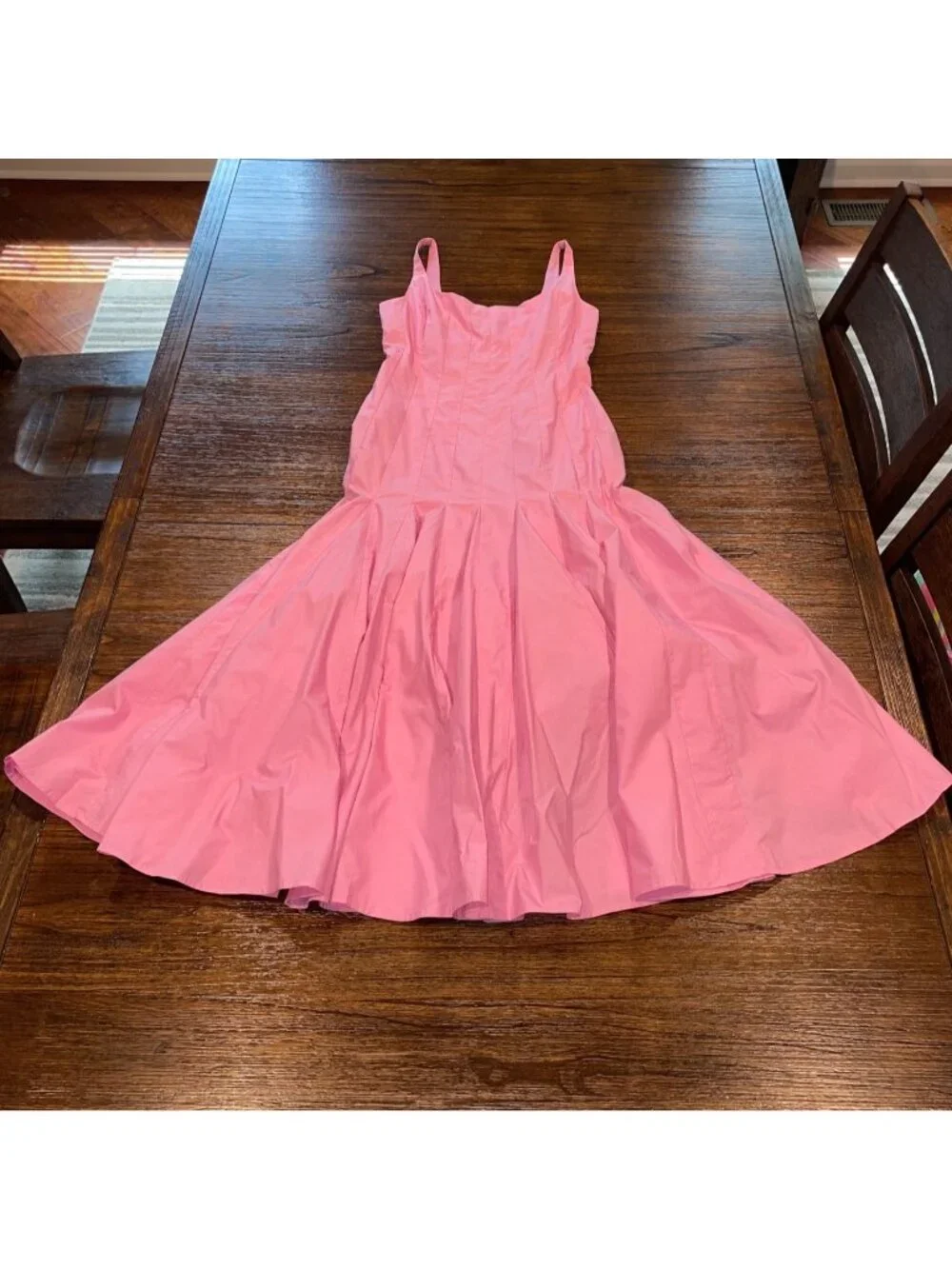 NWT J.Crew Collection Drop-Waist Dress Sz 2 Pink Cotton Poplin Midi Sleeveless
